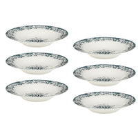 Casa Domani - Assiette à soupe Rosetta Antique Bleu Rim - 23 cm - Lot de 6-Fait de porcelaine avec des décalcomanies pour améliorer les détails complexes.