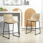 HOMCOM - Tabourets de bar hauteur comptoir avec dossier - beige - paquet de 2-Repose-pieds pour une posture détendue 
