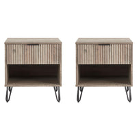 Manhattan Comfort - DUMBO 20,07" Table de nuit moderne 1 tiroir - Gris rustique - Lot de 2-Moderne-contemporain avec une touche de glamour - Table de nuit pour chambre et salon, lot de 2