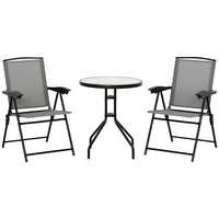 Outsunny - Ensemble bistro de patio pliant avec chaises et table ronde-Chaises pliables avec dossier réglable, assise en tissu et accoudoirs incurvés pour un confort optimal 
