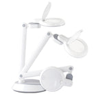 OttLite - Lampe de bureau avec loupe LED gain de place - Clearsun - Blanc-Bras articulé avec tête pivotante