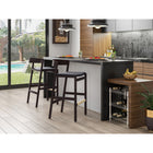 Manhattan Comfort - Klismos tabouret de bar moderne du milieu du siècle de 20" en similicuir noir et noyer foncé-Fabriqué en bois de hêtre avec une riche finition en noyer