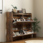 HOMCOM - Armoire à chaussures mince avec 4 tiroirs rabattables - brun rustique-Conception étroite idéale pour les petites entrées afin d'économiser de l'espace 