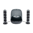 Harman Kardon  SoundSticks 4 - Noir-Les SoundSticks 4 Harman Kardon exposent leur design dans tout domicile contemporain. La conception révolutionnaire et la silhouette élégante du dôme transparent se fondent parfaitement dans votre décor. Les deux enceintes satellites et le caisson de basses sont dotés d’un superbe design avec une surface intérieure ondulée qui reète la beauté de la musique.