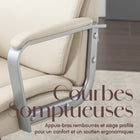 Elle Décor - Fauteuil de bureau Ellegant IVY - 25 1/2 po l x 29 po P x 40 3/4 po à 44 1/2 po H - Ivoire-Dimensions: 25-1/2 po l x 29 po P x 40-3/4 po - 44-1/2 po H