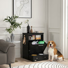 PawHut - Station d’alimentation pour animaux, armoire de rangement, conteneur - noir-Fabriqué en panneau MDF, solide et résistant 