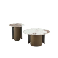 Manhattan Comfort - Ensemble de 2 tables basse et d’appoint Monica Modern Glam - Or-Ensemble de table basse moderne et de table d’appoint pour salon