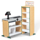 Melissa & Doug - Épicerie Fresh Mart-Les fonctionnalités réalistes incluent un « scanner » bip, un tapis roulant à manivelle, une machine à glisser les cartes, un clavier/calculatrice et un tiroir-caisse.