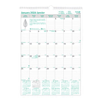 Blueline - 2026 Calendrier mural mensuel EcoLogix - 17 po x 12 po - Bilingue-Calendrier mural de 12 mois: janvier 2026 à décembre 2026