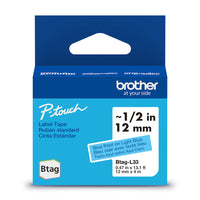 Brother - BTAGL33 Ruban non laminé bleu pâle avec texte bleu authentique pour étiqueteuse P-touch, 12 mm (L) x 4 m (l)-Faites confiance à Brother pour tous vos projets.Pour tous vos besoins en matière d’étiquetage, faites confiance à Brother, la marque d’étiqueteuses la plus fiable au Canada.