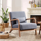Ebello - Hertford Fauteuil d’appoint 26 po bois massif milieu de siècle avec coussin extra, gris-Le cadre en bois massif est robuste et supporte une charge maximale supérieure à 250 lb