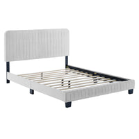 Modway - Celine Chenal Touffé Performance Velvet Lit de plateforme complet, Gris clair-Lit de plateforme complet