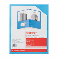 Staples - Portfolio à deux pochettes - bleu clair - paquet de 10-Idéal pour organiser vos projets, présentations ou documents