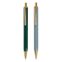 General Supply Goods + Co - Stylos règle - 1,0 mm - Bleu et vert - Paquet de 2-Ensemble de 2 stylos avec règle intégrée avec mesures en pouces et en centimètres