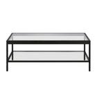 Hudson&Canal - Table basse rectangulaire Alexis (45 po de largeur) - Bronze noirci-Dispose d'un plateau en verre trempé