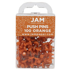 JAM Paper - Punaises colourées - orange - paquet de 100-Punaises à tête en plastique | Couleur : orange