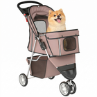 PawHut - Poussette pour animaux de luxe à 3 roues avec frein, auvent, porte-gobelets - café-Convient aux petits et très petits chiens mesurant moins de 13,8 po (35 cm) de longueur et pesant moins de 22 lbs (10 kg)  

