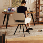 Homy Casa - Ensemble de 2 chaises pivotantes d'accueil pour bureau - Tissu beige-Coussin doux offrant un confort supplémentaire lors de longues périodes d'assise.