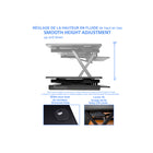 Rocelco – Support de bureau haut de gamme DADR-46 à hauteur réglable, 46 po, avec portée verticale allongée, noir -Aucun assemblage requis