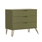 Manhattan Comfort - Commode Avira 35" style Mid-Century Modern à 3 tiroirs - Vert olive-Conception compacte et polyvalente idéale pour les chambres, les chambres d'amis ou les appartements