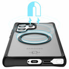 ITSKINS - Coque Givrée Hybrid_R Compatible avec Accessoires Magnétiques pour Samsung Galaxy S24 Ultra - Noir-Protection contre les chutes premium – jusqu'à 3m/10ft
