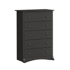 Prepac Riverdale – Commode à 5 tiroirs, noir délavé, (HDC-3345-V)-Tiroirs sur glissières en métal avec butées de sécurité intégrées