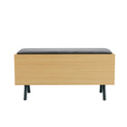 Manhattan Comfort - Banc de rangement d’appoint moderne Paloma 91 cm en tissu effet lin, chêne naturel-Assemblage à domicile requis Tout le matériel inclus