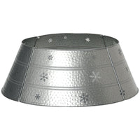 HOMCOM - Collier de Sapin de Noël 26" avec Motifs de Flocons de Neige Argenté-Type (motif) : finition argentée et gravure de flocons de neige. Décorez votre pièce et cachez votre pied de sapin 