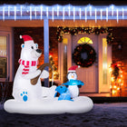 Outsunny - Ours polaire et pingouin de pêche gonflables de 6' pour Noël avec LED - Blanc-Les lumières LED blanches créent un effet jovial, magique et accrocheur 