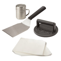 Cuisinart - Ensemble de presse à hamburger-PRESSE EN FONTE - La lourdeur aide à presser la boulette en une galette plate de 6 po (15 cm). Le rebord de 1 cm emprisonne les jus et les gras pendant que vous pressez la galette
