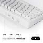 Cybeart - Akula 65 Clavier De Jeu Compact 65 Sans Fil Tri-Mode Rgb - Blanc-La batterie de 4000 mAh offre une autonomie de 200 heures avec les lumières RGB éteintes et de 25 heures avec les lumières RGB allumées