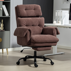 HOMCOM - Chaise de bureau exécutive ergonomique inclinable avec repose-pieds - café-Cadre en acier stable, base à cinq branches et vérin à gaz de classe 3 pour une stabilité et un réglage en douceur
