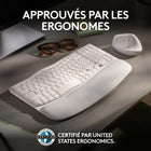 Logitech - Wave Keys clavier ergonomique sans fil, repose-poignets rembourré - Blanc-Certification Ergo: le clavier ergonomique Wave Keys a été conçu et testé selon les critères définis par les plus grands ergonomes et a été approuvé par United States Ergonomics