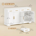 HOMCOM - Buffet de style ferme moderne 55 po avec portes et tiroirs de rangement multiples - blanc-Cette crédence polyvalente s’utilise parfaitement comme pièce maîtresse dans un couloir ou comme bar à café chaleureux