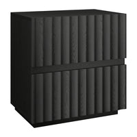 Hudson&Canal - Table de chevet rectangulaire cannelée Jaylen - 24 po l - Grain noir-Design moderne et contemporain pour votre chambre, votre suite d'invités ou tout autre endroit où vous avez besoin d'un peu plus d'espace de rangement