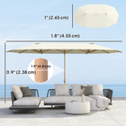 Outsunny - Parasol double de jardin avec protection UV 30+ - 179,1 po l x 104,3 po P - beige-Parasol d’extérieur fabriqué en polyester résistant aux éclaboussures et aux UV pour préserver l’éclat des couleurs plus longtemps