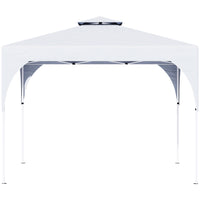 Outsunny - Auvent pliant 10 pi l x 10 pi L avec toit ventilé à 2 niveaux et sac de transport, blanc-Idéal pour les mariages, les fêtes en plein air et plus encore