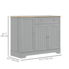 HOMCOM - Buffet moderne avec plateau effet bois et étagères de rangement multiples - gris-Le design anti-basculement garantit sécurité et stabilité 