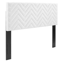 Modway - Mercy Chevron touffé Performance Velvet Tête de lit jumelée, Blanc-Tête de lit jumelée à chevrons