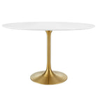 Modway - Lippa Ovale de 48 po Bois Table à manger, Or Blanc-Table à manger moderne