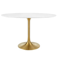 Modway - Lippa Ovale de 48 po Bois Table à manger, Or Blanc-Table à manger moderne