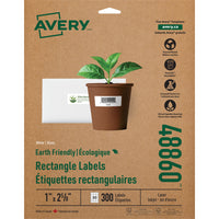 Avery – Étiquettes d'adresses Écologiques laser/jet d'encre, blanc, 1 po x 2 5/8 po, paq./300 (48860)-Concevez et imprimez vos propres étiquettes personnalisées à l’aide de notre logiciel gratuit et facile à utiliser Création et Impression en ligne