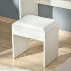 HOMCOM - Coiffeuse avec miroir rabattable et tabouret rembourré - 31,5 po L x 15,7 po l x 31,1 po H - blanc-Montage requis 