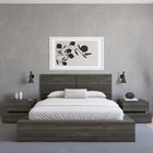 Nexera - Table de nuit à 2 tiroirs James, Chêne Gris-Conçu et fabriqué au Canada avec des panneaux de particules et des matériaux MDF certifiés CARB II/FSC. Assemblage requis