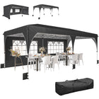 Outsunny - Tente auvent pliante 10 pi l x 20 pi L, Auvent instantané avec bandes réfléchissantes - Noir-Pavillon spacieux de 10 x 20 pi pour les rassemblements en plein air