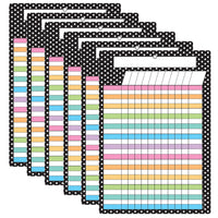 Ashley Productions - ASH91034-6 Tableau intelligent en polyvalent - 13" x 19" - Motifs à pois noir et blanc - avec œillet - Paquet de 6-Résistant, entièrement en polyéthylène, pas de papier, poids lourd