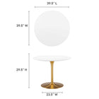 Modway - Pursuit 40 po Table à manger, Or blanc-Plateau en MDF