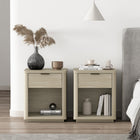 Manhattan Comfort - Ensemble de 2 tables de chevet modernes Evelyn 20" à 1 tiroir - Naturel-Comprend 1 étagère ouverte et 1 tiroir à extension totale