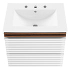 Modway - Render Support mural de 24" Vanette de salle de bain - Blanc Noyer Blanc-Matchs non inclus