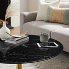 Modway - Lippa Rond de 36 po Faux marbre Table basse - Or Noir-Tampon feutre non marquant